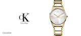  Shop Authentic Calvin Klein Stately White Dial Gold Steel Strap Watch for Women - K3G2352W - Luxxuri