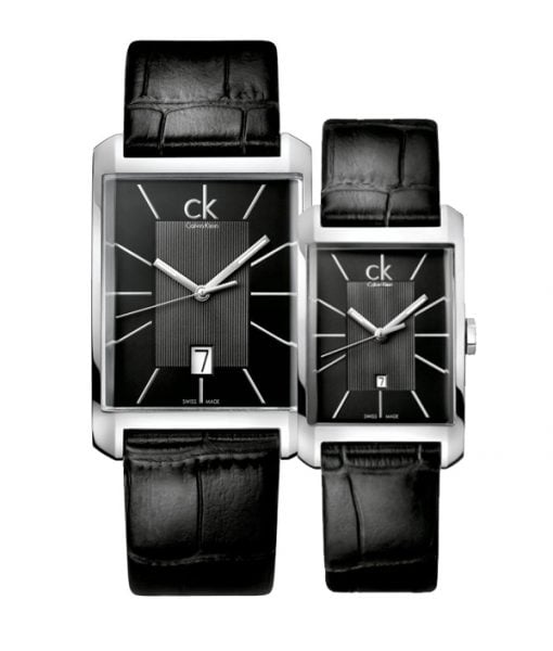  Shop Authentic Calvin Klein Window Black Dial Black Leather Strap Watch for Men - K2M21107 - Luxxuri