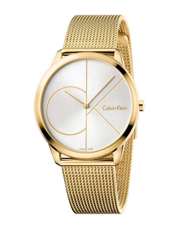  Shop Authentic Calvin Klein Minimal White Dial Gold Mesh Bracelet Watch for Men - K3M21526 - Luxxuri