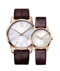  Shop Authentic Calvin Klein City White & Gold Dial Brown Leather Strap Watch For Women - K2G23620 - Luxxuri