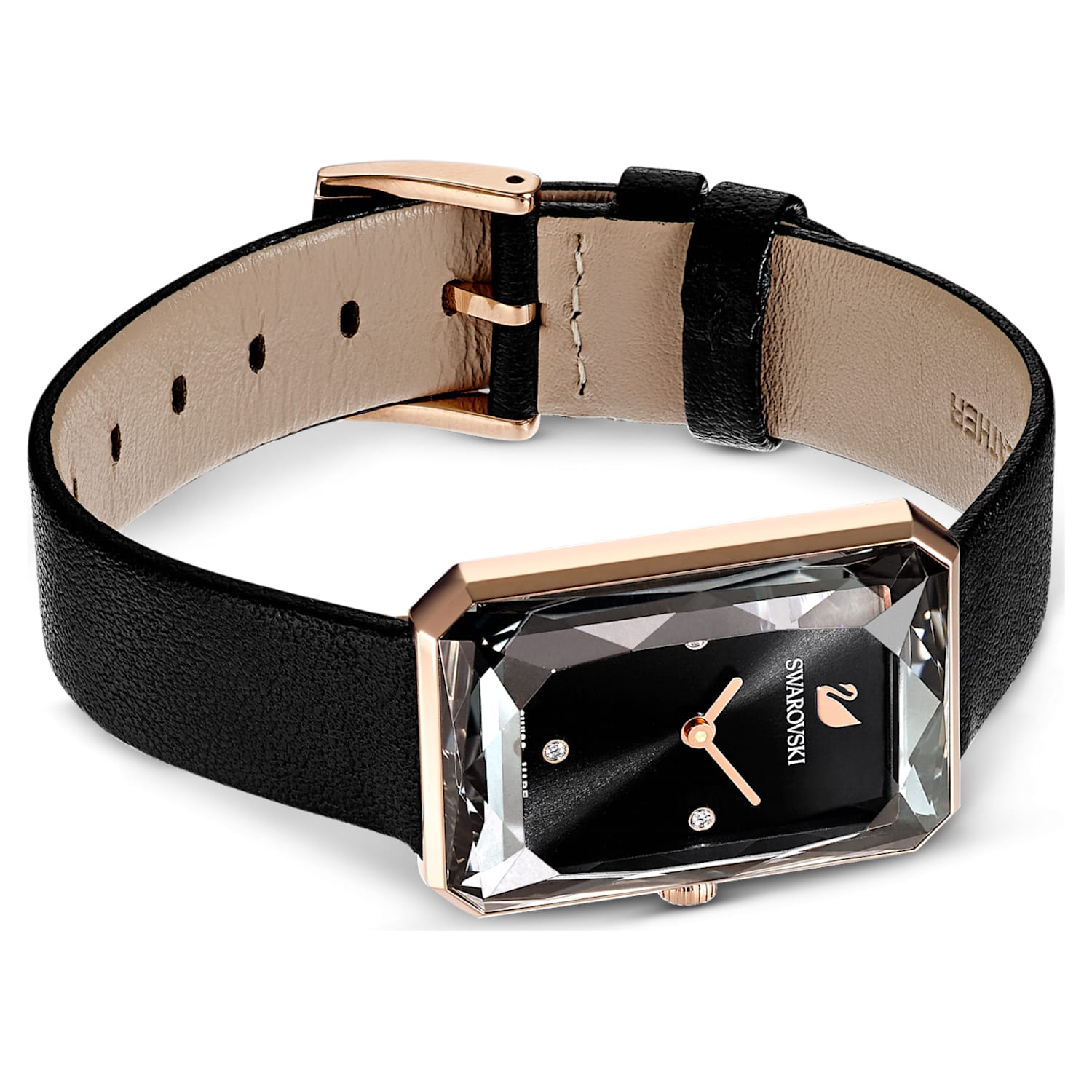  Shop Authentic Swarovski Uptown Black Dial Black Leather Strap Watch for Women - 5547710 - Luxxuri