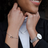  Shop Authentic Daniel Wellington Petite Sterling White Dial Silver Mesh Bracelet Watch For Women - DW00100220 - Luxxuri