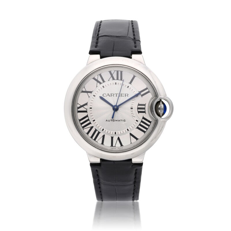  Shop Authentic Cartier Ballon Bleu De Cartier Silver Dial Black Leather Strap Watch for Women - WSBB0028 - Luxxuri