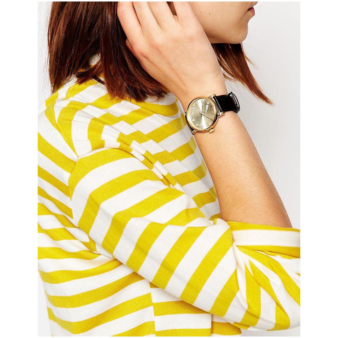  Shop Authentic Marc Jacobs Baker Gold Dial Black Leather Strap Watch for Women - MBM1399 - Luxxuri