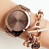  Shop Authentic Michael Kors Runway Quartz Brown Dial Brown Steel Strap Watch For Women - MK3418 - Luxxuri