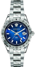  Shop Authentic Versace Hellenyium GMT Blue Dial Silver Steel Strap Watch for Men - V11010015 - Luxxuri