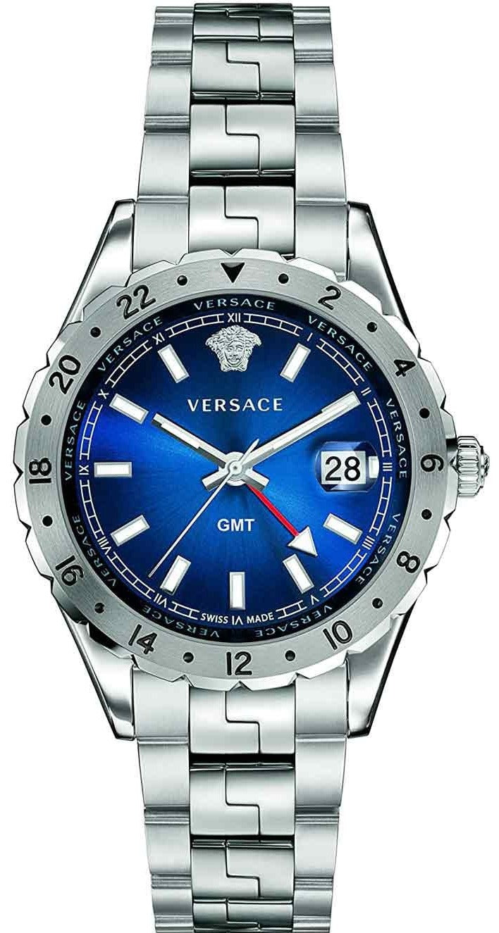  Shop Authentic Versace Hellenyium GMT Blue Dial Silver Steel Strap Watch for Men - V11010015 - Luxxuri