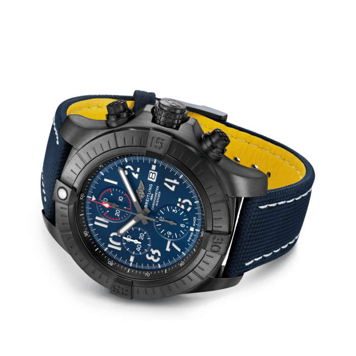  Shop Authentic Breitling Super Avenger Chronograph 48 Night Mission Blue Dial Blue Leather Strap Watch for Men - V13375101C1X2 - Luxxuri