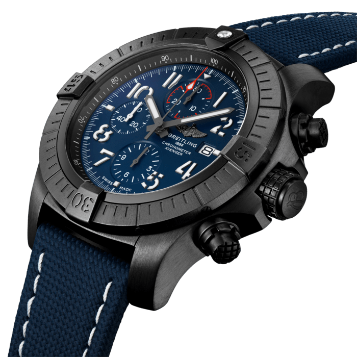  Shop Authentic Breitling Super Avenger Chronograph 48 Night Mission Blue Dial Blue Leather Strap Watch for Men - V13375101C1X2 - Luxxuri