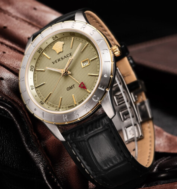  Shop Authentic Versace Univers Beige Dial Black Leather Strap Watch for Men - VEBK00218 - Luxxuri