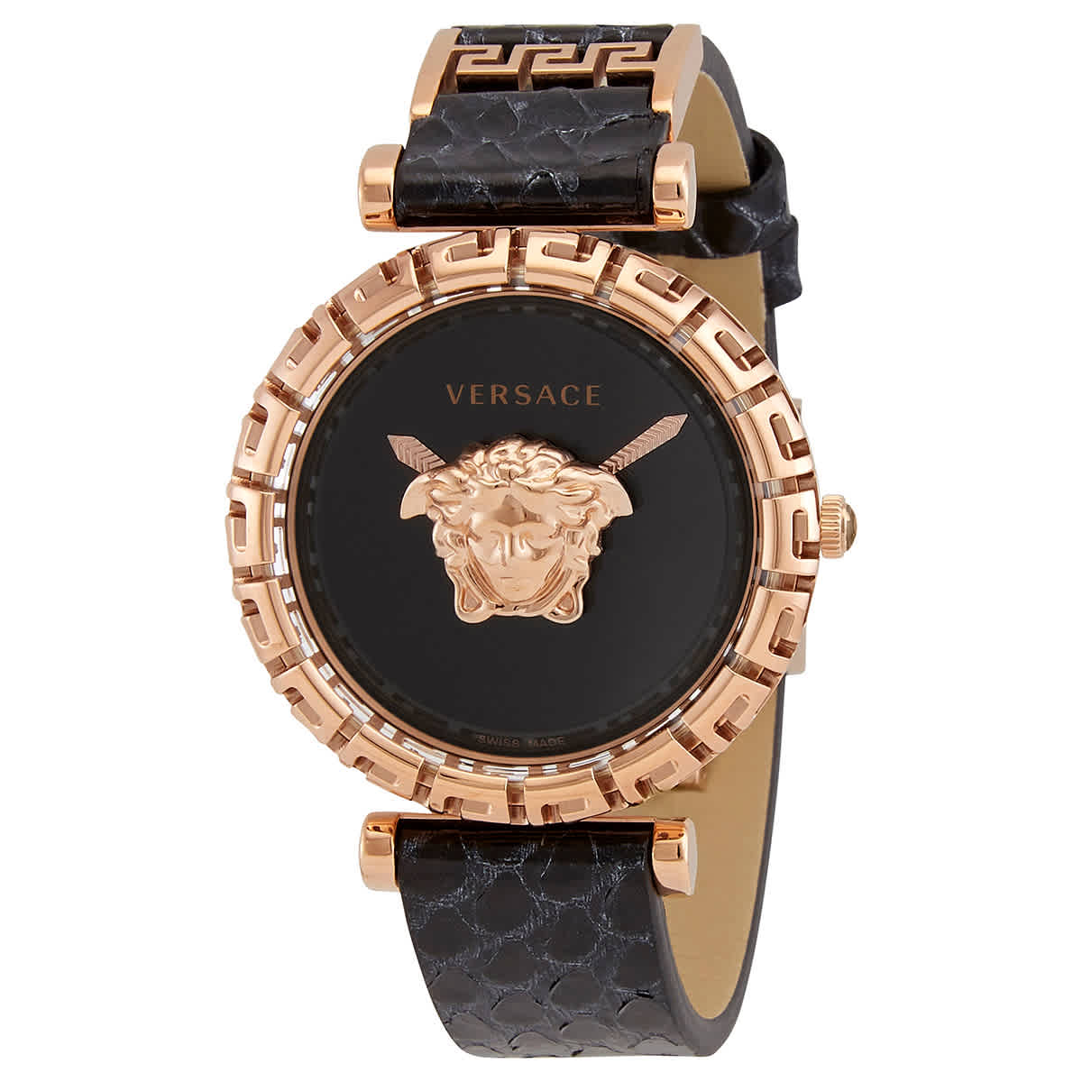  Shop Authentic Versace Palazzo Empire Greca Black Dial Black Leather Strap Watch for Women - VEDV00719 - Luxxuri