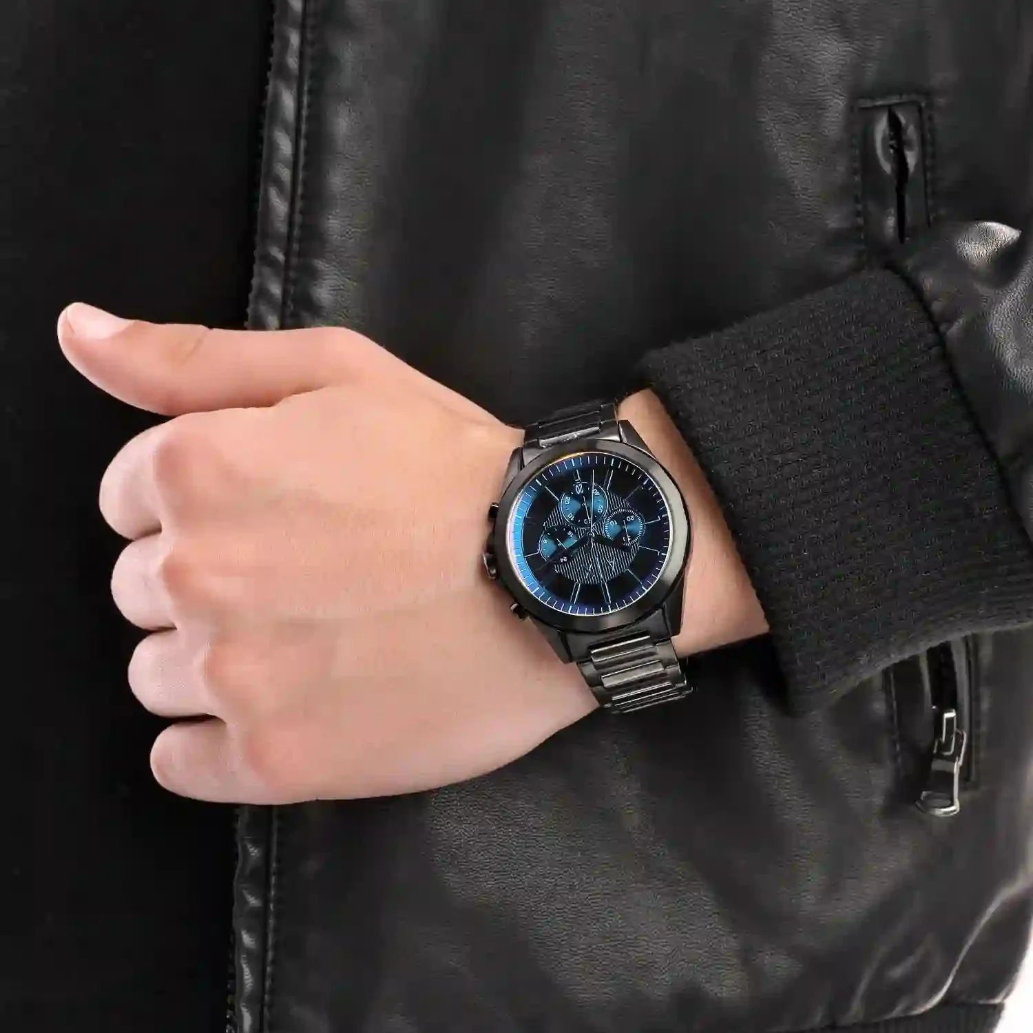  Shop Authentic Armani Exchange Drexler Chronograph Black Dial Black Steel Strap Watch For Men - AX2615 - Luxxuri