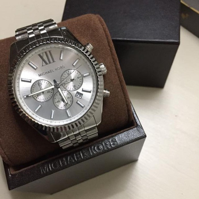  Shop Authentic Michael Kors Lexington Silver Dial Silver Steel Strap Watch for Men - MK8405 - Luxxuri