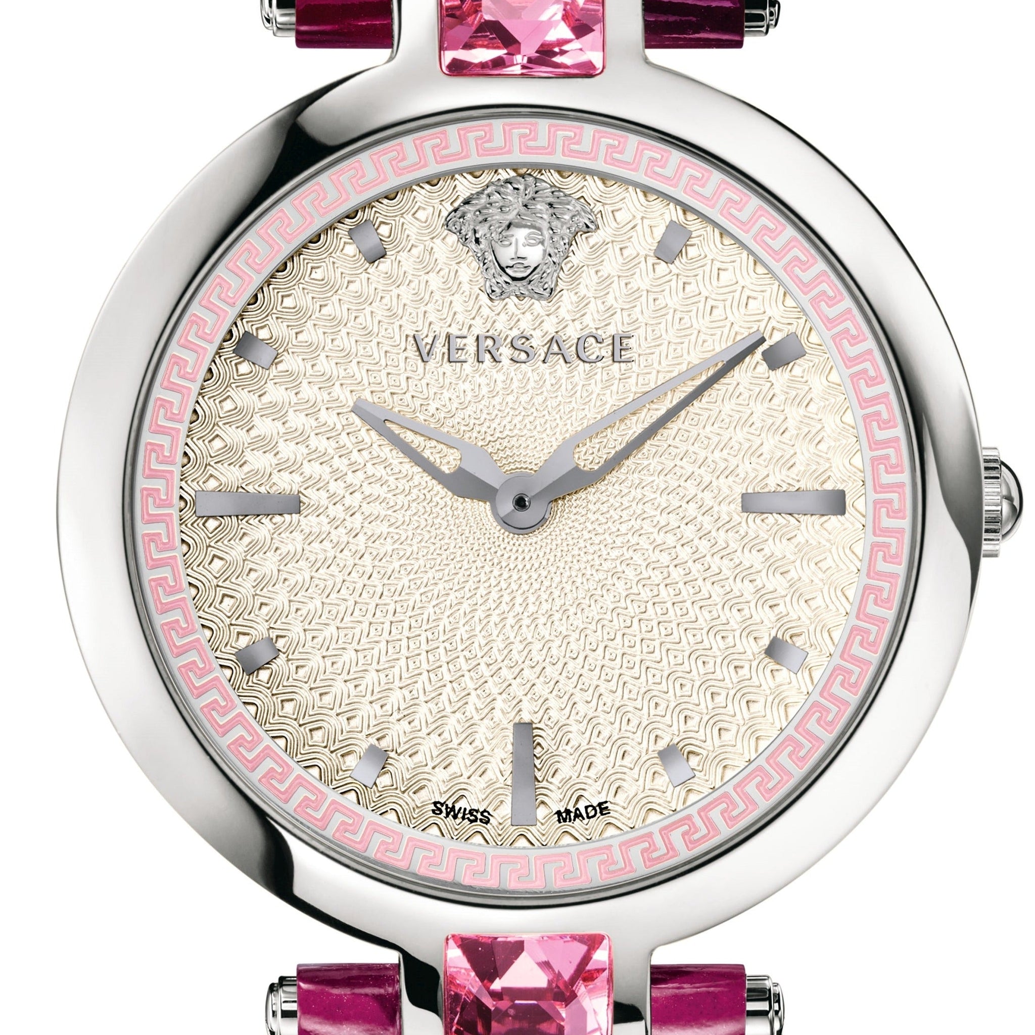  Shop Authentic Versace Olympo Crystal Gleam White Dial Purple Leather Strap Watch for Women - VAN010016 - Luxxuri
