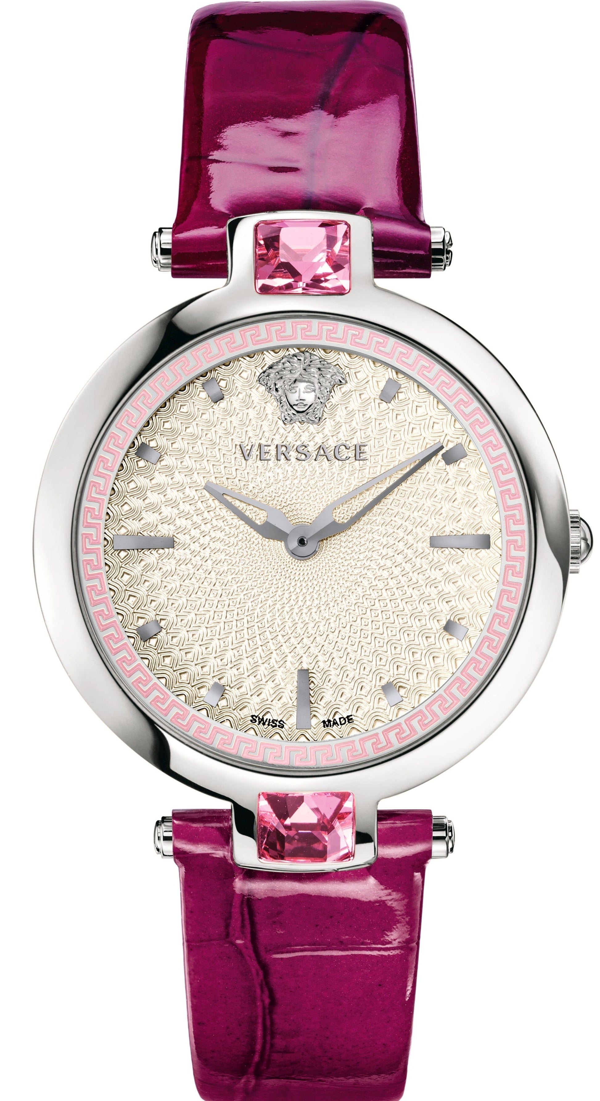  Shop Authentic Versace Olympo Crystal Gleam White Dial Purple Leather Strap Watch for Women - VAN010016 - Luxxuri