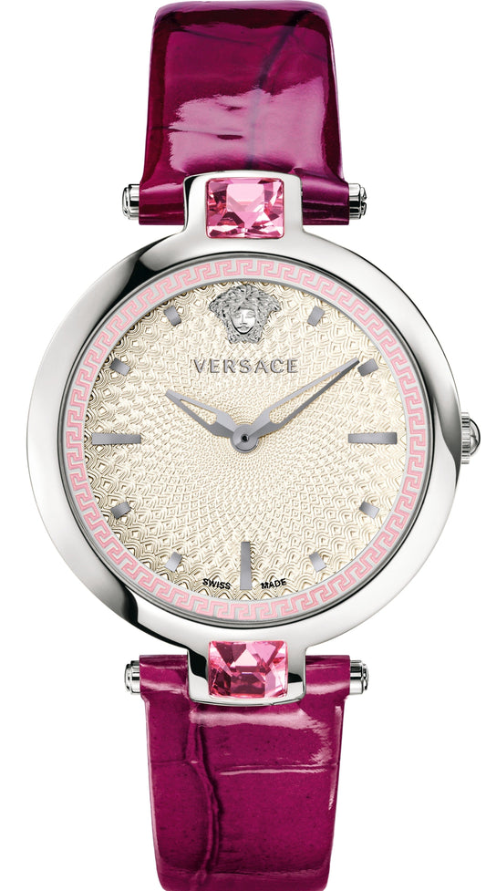 Shop Authentic Versace Olympo Crystal Gleam White Dial Purple Leather Strap Watch for Women - VAN010016 - Luxxuri