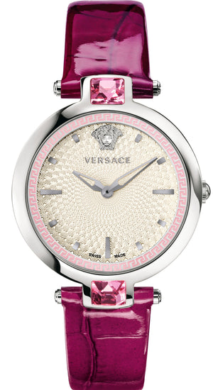  Shop Authentic Versace Olympo Crystal Gleam White Dial Purple Leather Strap Watch for Women - VAN010016 - Luxxuri