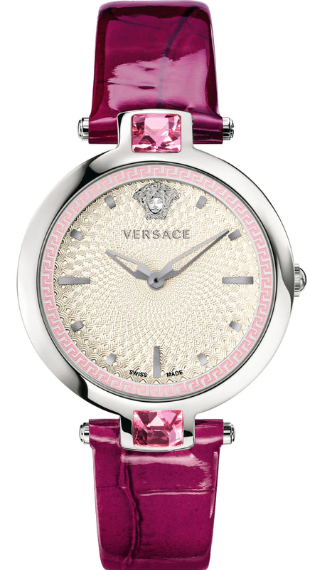  Shop Authentic Versace Olympo Crystal Gleam White Dial Purple Leather Strap Watch for Women - VAN010016 - Luxxuri