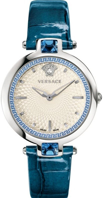  Shop Authentic Versace Olympo Gleam White Dial Green Leather Strap Watch for Women - VAN020016 - Luxxuri