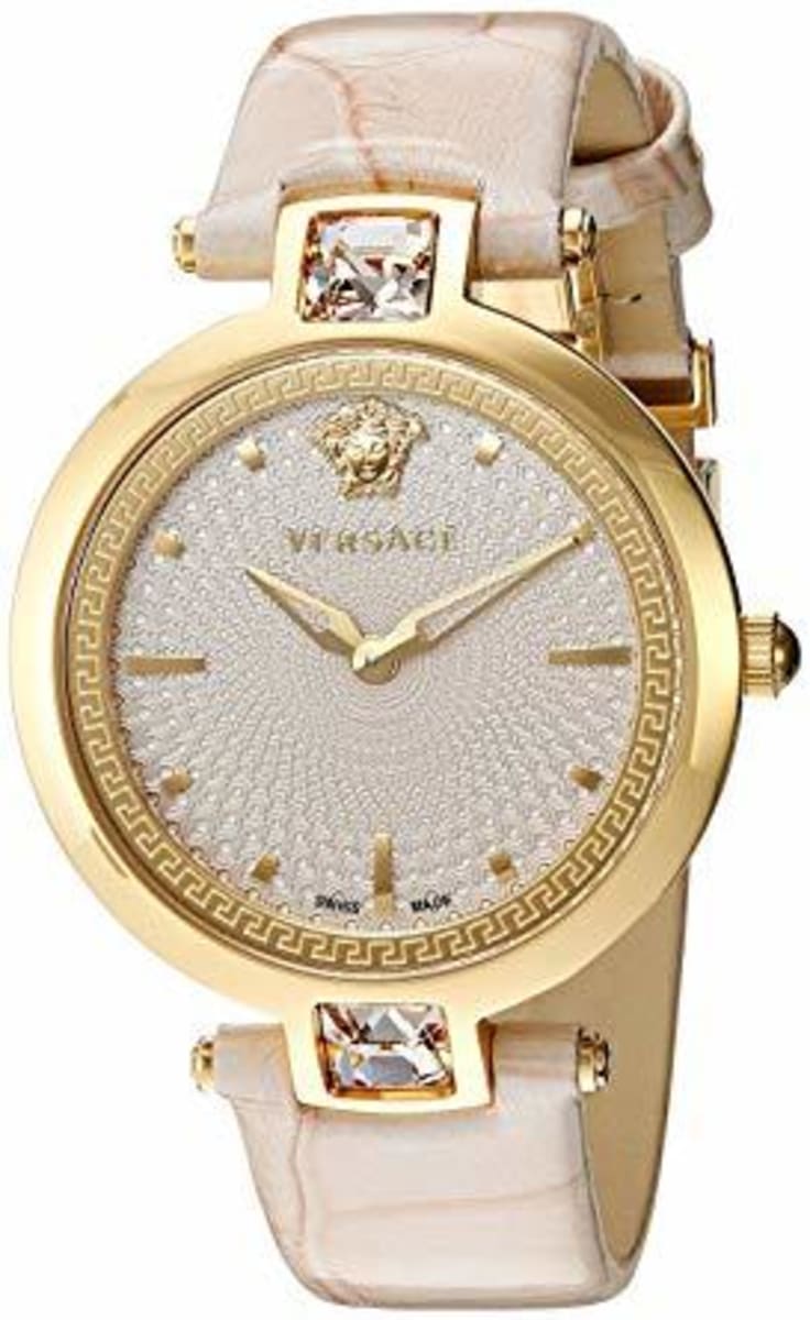 Versace Olympo Quartz White Dial Beige Leather Strap Watch for Women - VAN050016