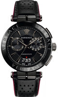  Shop Authentic Versace V-Racer Aion Chronograph Black Dial Black Leather Strap Watch for Men - VBR030017 - Luxxuri