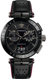  Shop Authentic Versace V-Racer Aion Chronograph Black Dial Black Leather Strap Watch for Men - VBR030017 - Luxxuri