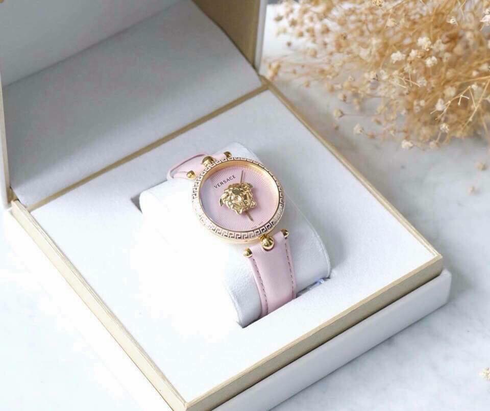  Shop Authentic Versace Palazzo Empire Pink Dial Pink Leather Strap Watch for Women - VCO030017 - Luxxuri