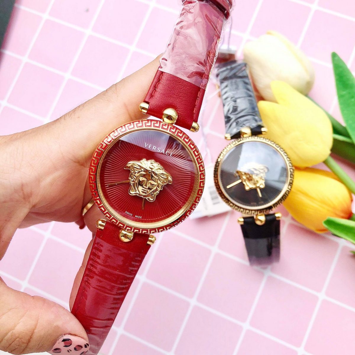  Shop Authentic Versace Palazzo Empire Red Dial Red Leather Strap Watch for Women - VCO120017 - Luxxuri