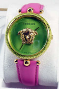  Shop Authentic Versace Palazzo Empire Green Dial Pink Leather Strap Watch for Women - VCO150017 - Luxxuri