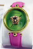  Shop Authentic Versace Palazzo Empire Green Dial Pink Leather Strap Watch for Women - VCO150017 - Luxxuri