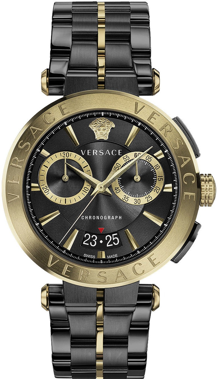  Shop Authentic Versace Aion Chronograph Black Dial Black Steel Strap Watch for Men - VE1D01620 - Luxxuri