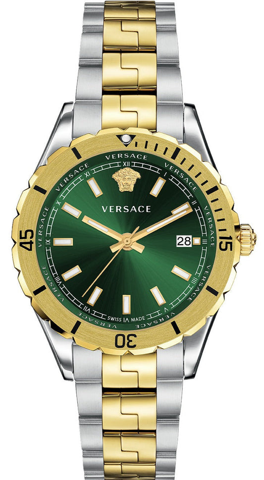  Shop Authentic Versace Hellenyium Quartz Green Dial Two Tone Steel Strap Watch For Men - VE3A00720 - Luxxuri
