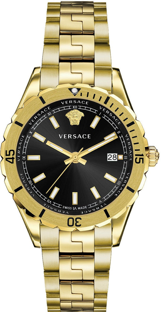  Shop Authentic Versace Hellenyium Quartz Black Dial Gold Steel Strap Watch For Men - VE3A00820 - Luxxuri