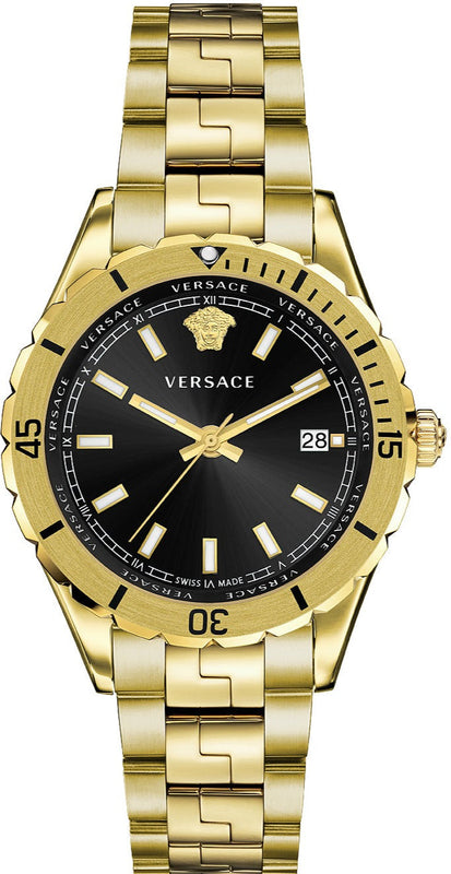  Shop Authentic Versace Hellenyium Quartz Black Dial Gold Steel Strap Watch For Men - VE3A00820 - Luxxuri