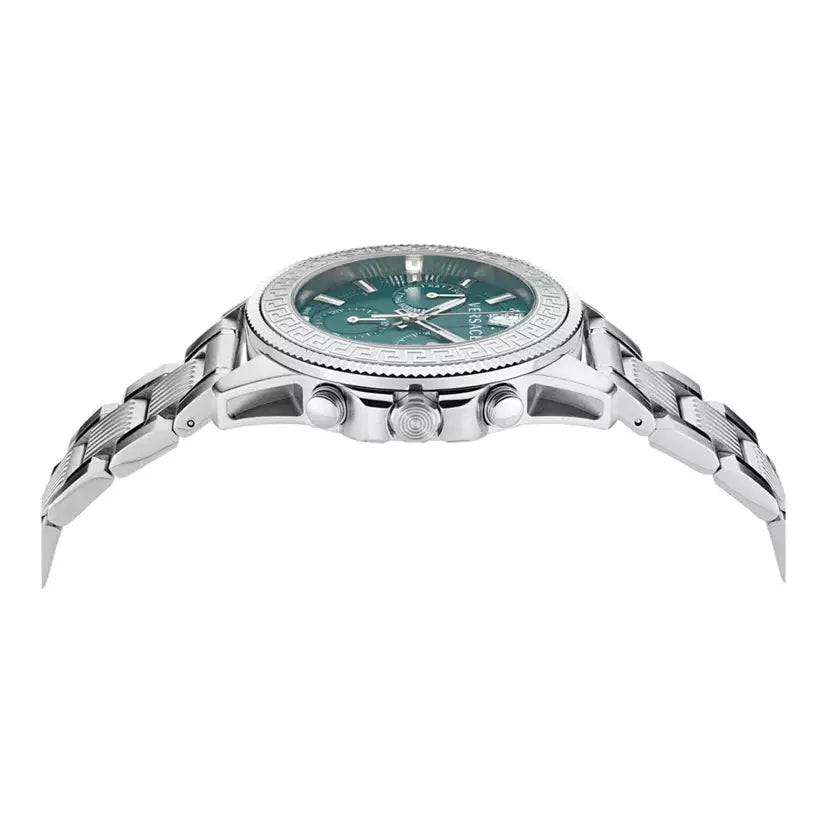  Shop Authentic Versace Greca Action Chronograph Quartz Green Dial Silver Steel Strap Watch for Men - VE3J00422 - Luxxuri