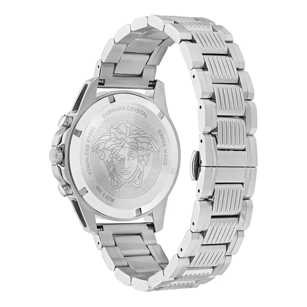  Shop Authentic Versace Greca Action Chronograph Quartz Green Dial Silver Steel Strap Watch for Men - VE3J00422 - Luxxuri
