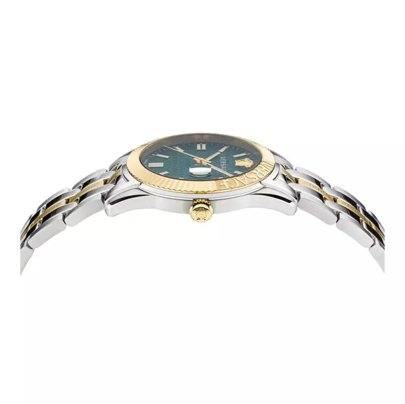  Shop Authentic Versace Greca Time Quartz Green Dial Two Tone Steel Strap Watch For Men - VE3K00422 - Luxxuri