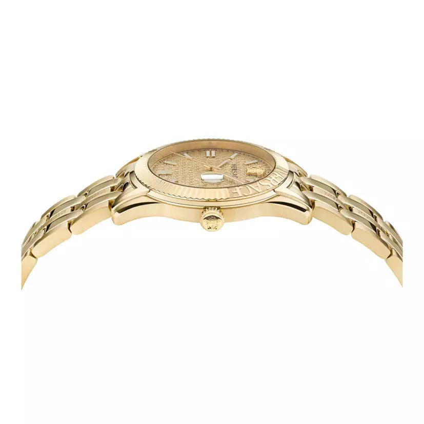  Shop Authentic Versace Greca Time Quartz Gold Dial Gold Steel Strap Watch For Men - VE3K00522 - Luxxuri