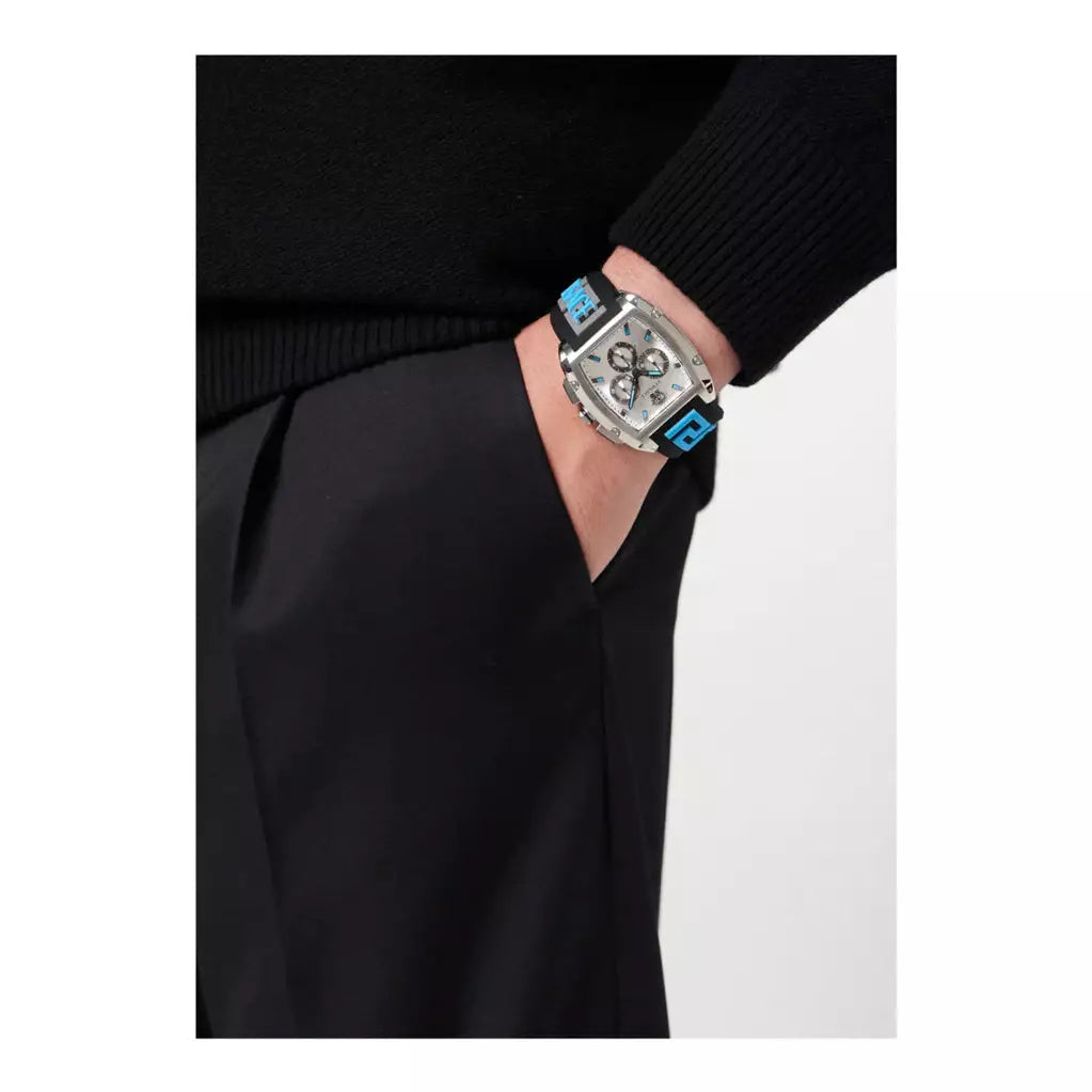  Shop Authentic Versace Dominus Chronograph Silver Dial Black Rubber Strap Watch For Men - VE6H00123 - Luxxuri