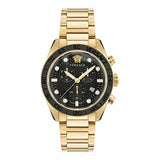 Shop Authentic Versace Greca Dome Chronograph Black Dial Gold Steel Strap Watch for Men - VE6K00523 - Luxxuri