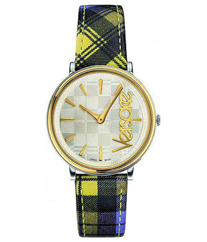  Shop Authentic Versace V-Circle The Clans Edition Silver Dial Multicolor Leather Strap Watch for Women - VE8100118 - Luxxuri