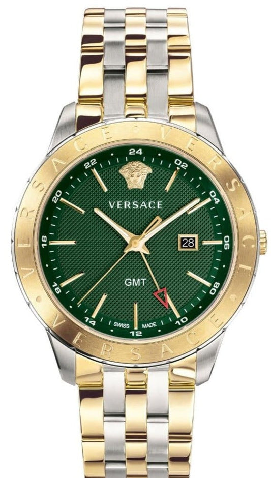  Shop Authentic Versace Univers Quartz Green Dial Two Tone Steel Strap Watch for Men - VEBK00718 - Luxxuri