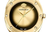  Shop Authentic Versace Shadov Gold Dial Green Leather Strap Watch For Women - VEBM01018 - Luxxuri