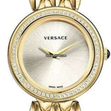  Shop Authentic Versace V Flare Diamonds Silver Dial Gold Steel Strap Watch for Women - VEBN00918 - Luxxuri