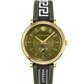  Shop Authentic Versace V-Circle Quartz Green Dial Green Leather Strap Watch for Men - VEBQ01519 - Luxxuri