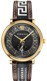  Shop Authentic Versace V-Circle Quartz Black Dial Brown Leather Strap Watch for Men - VEBQ01619 - Luxxuri