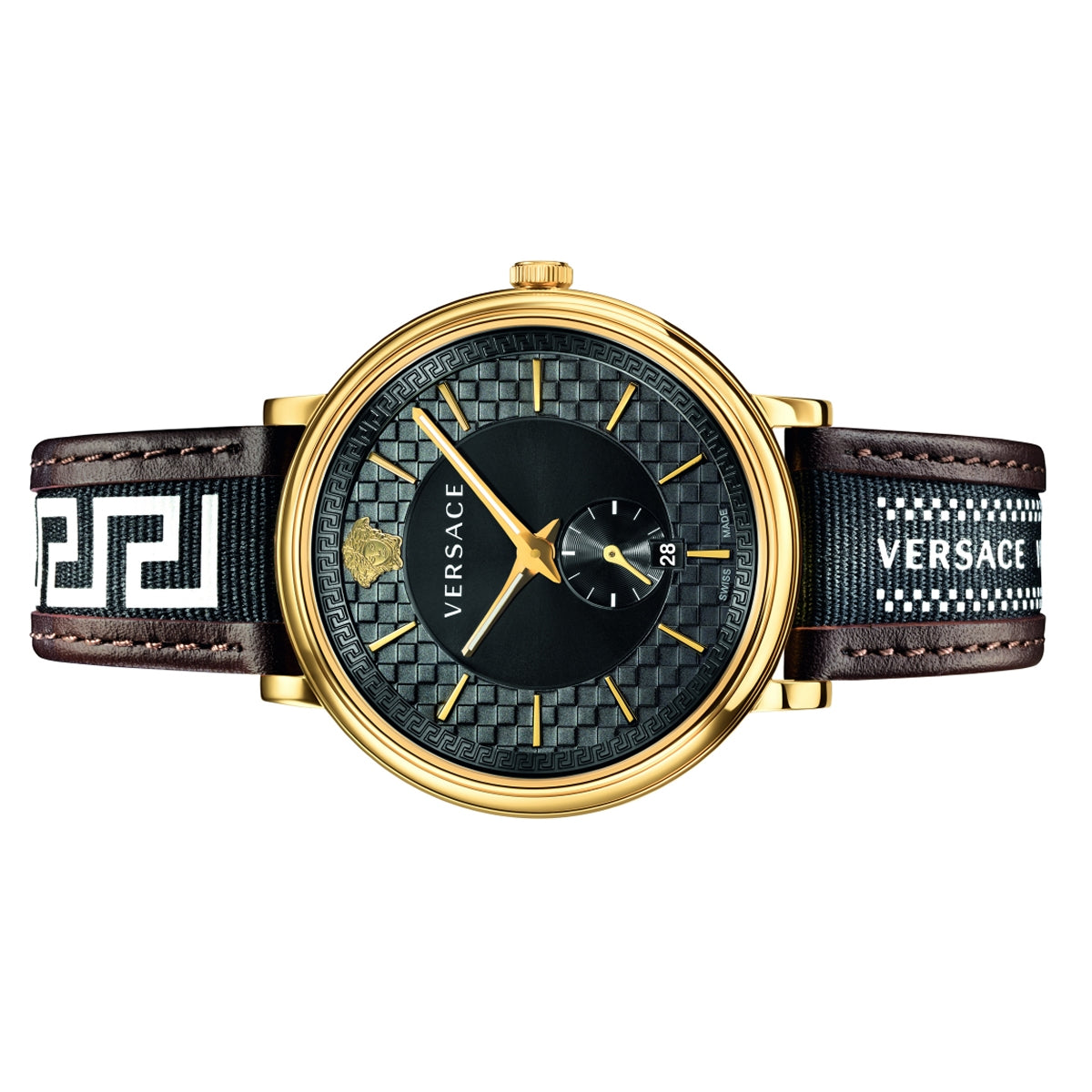  Shop Authentic Versace V-Circle Quartz Black Dial Brown Leather Strap Watch for Men - VEBQ01619 - Luxxuri