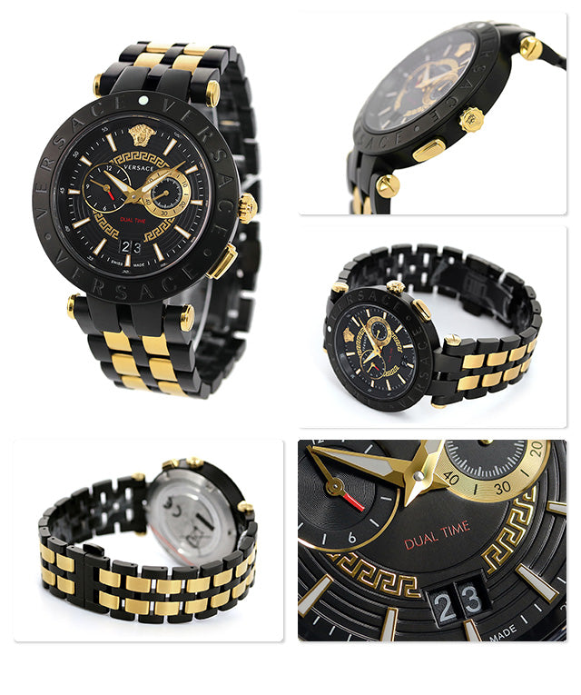  Shop Authentic Versace V-Race Analog Quartz Black Dial Two Tone Steel Strap Watch For Men - VEBV00619 - Luxxuri