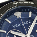  Shop Authentic Versace V-Ray Chronograph Quartz Blue Dial Black Leather Strap Watch For Men - VEDB00418 - Luxxuri