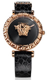  Shop Authentic Versace Palazzo Empire Greca Black Dial Black Leather Strap Watch for Women - VEDV00719 - Luxxuri